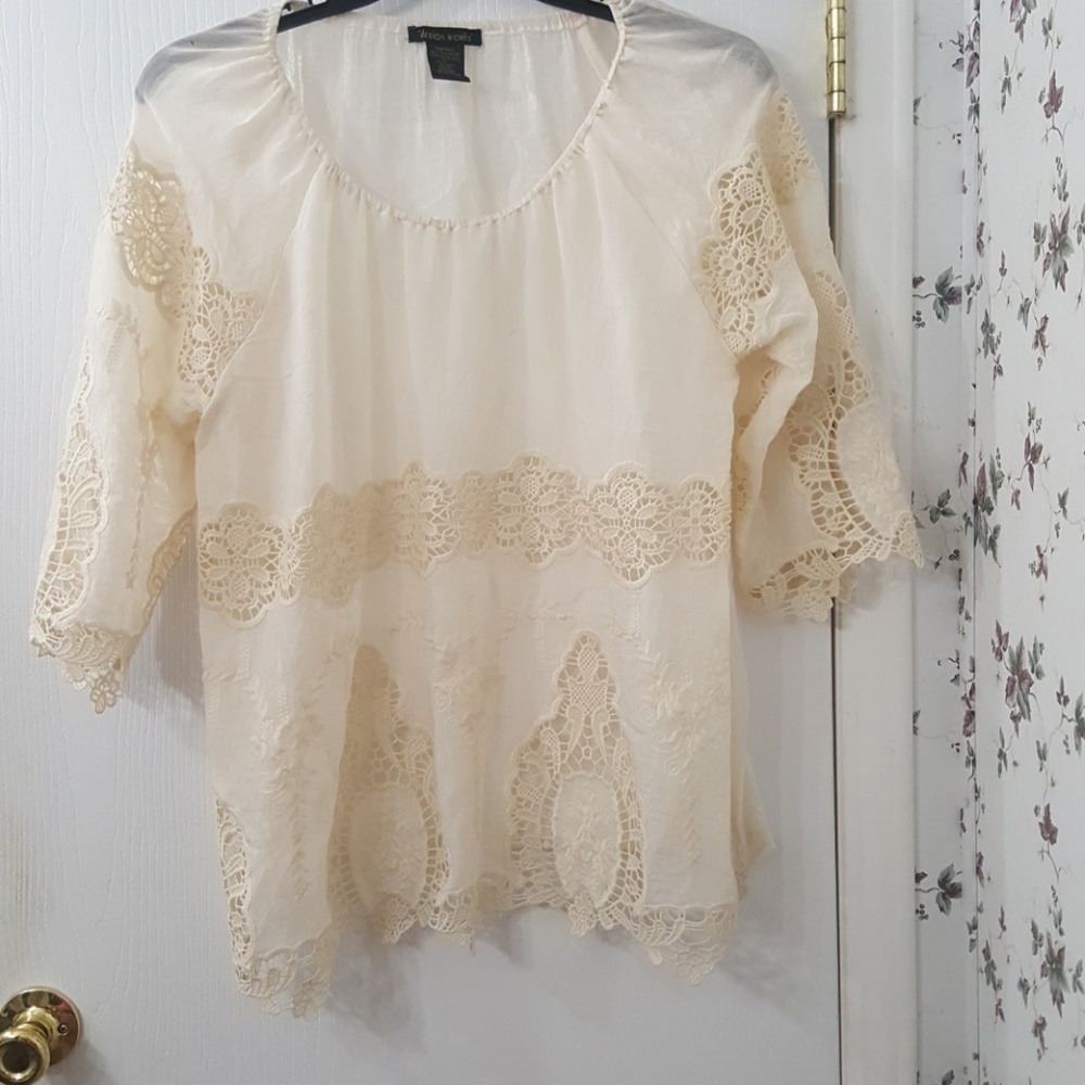 Cream embroidered blouse
